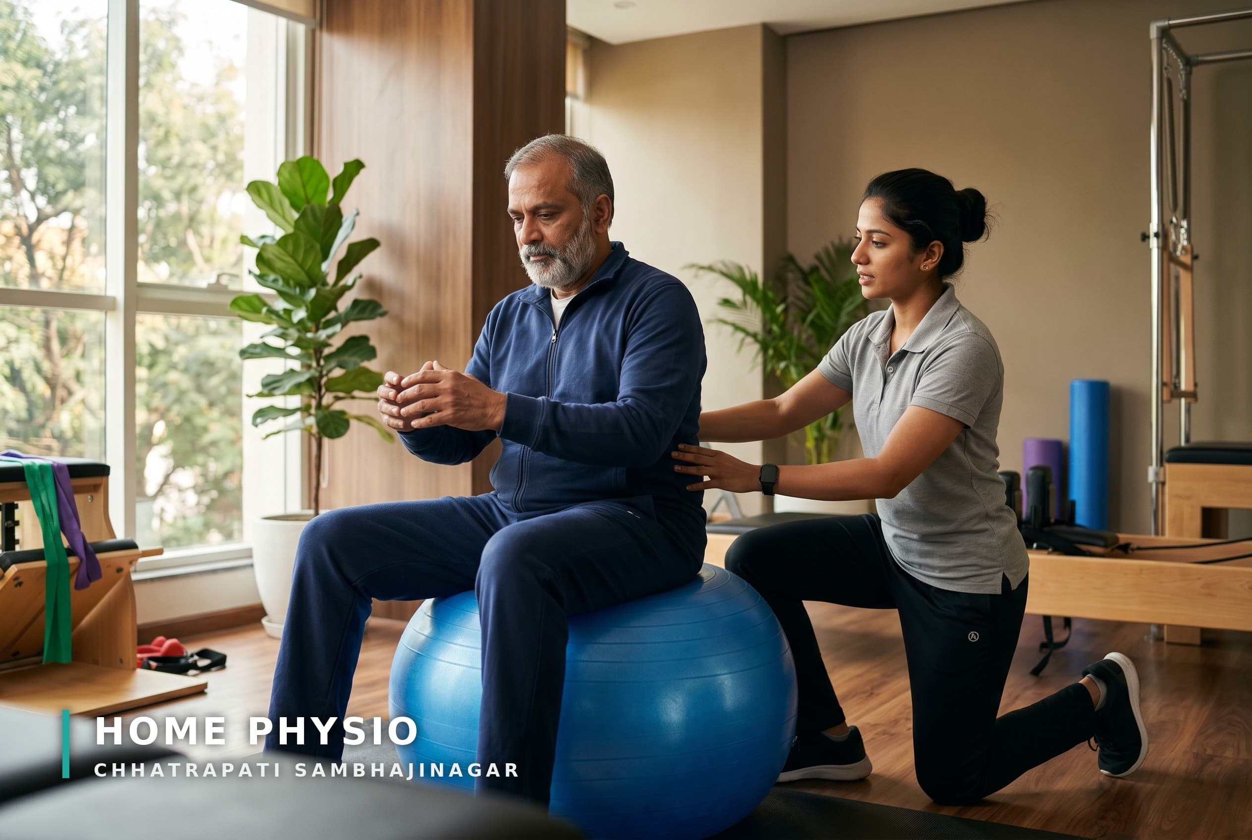 Swiss ball core training for stability and posture