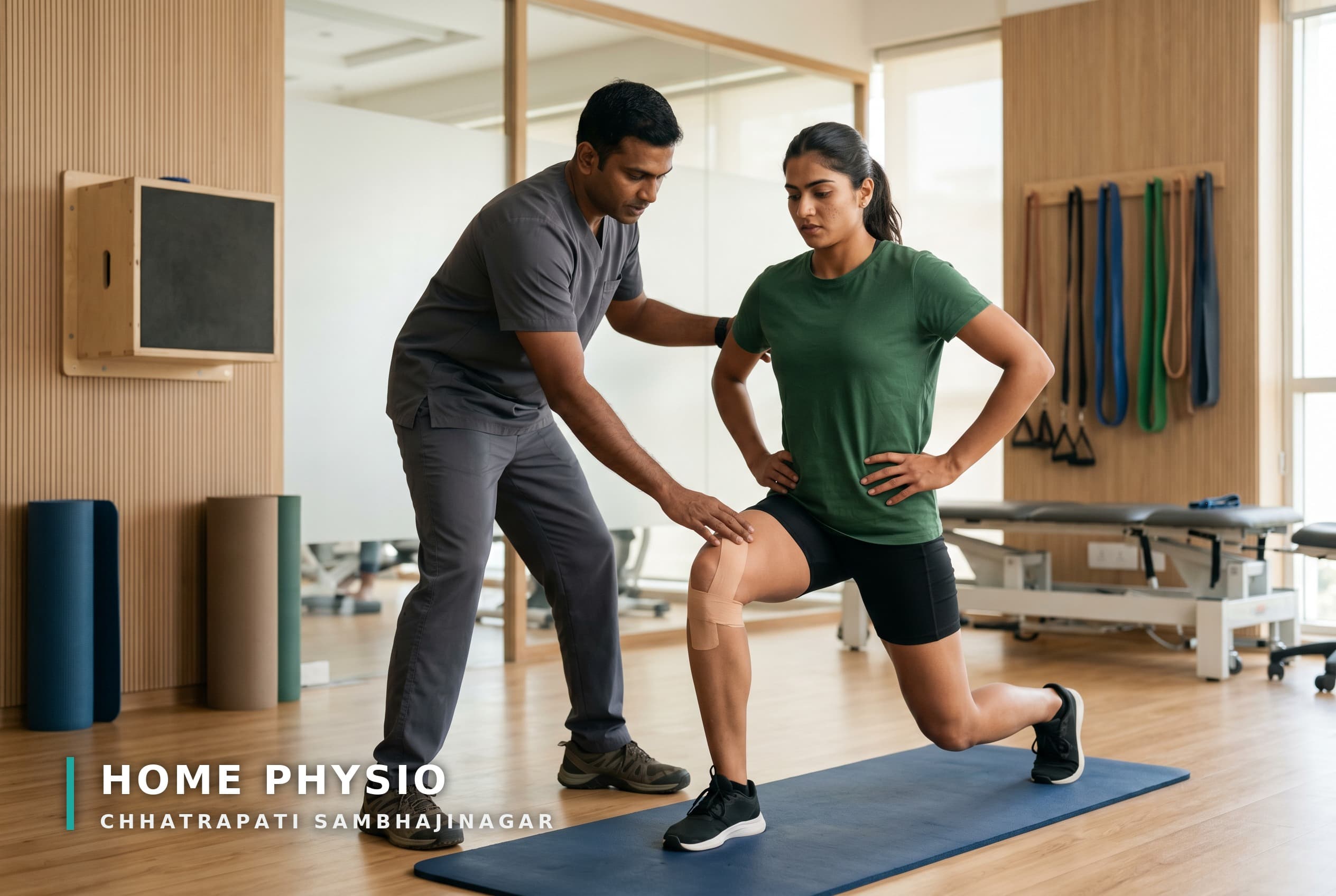 Athlete performing sports injury rehabilitation exercises