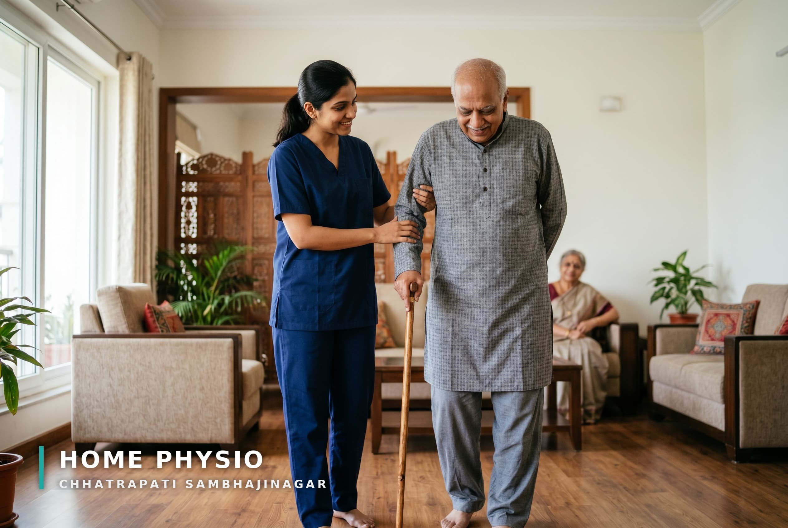 Senior patient receiving balance and fall-prevention physiotherapy