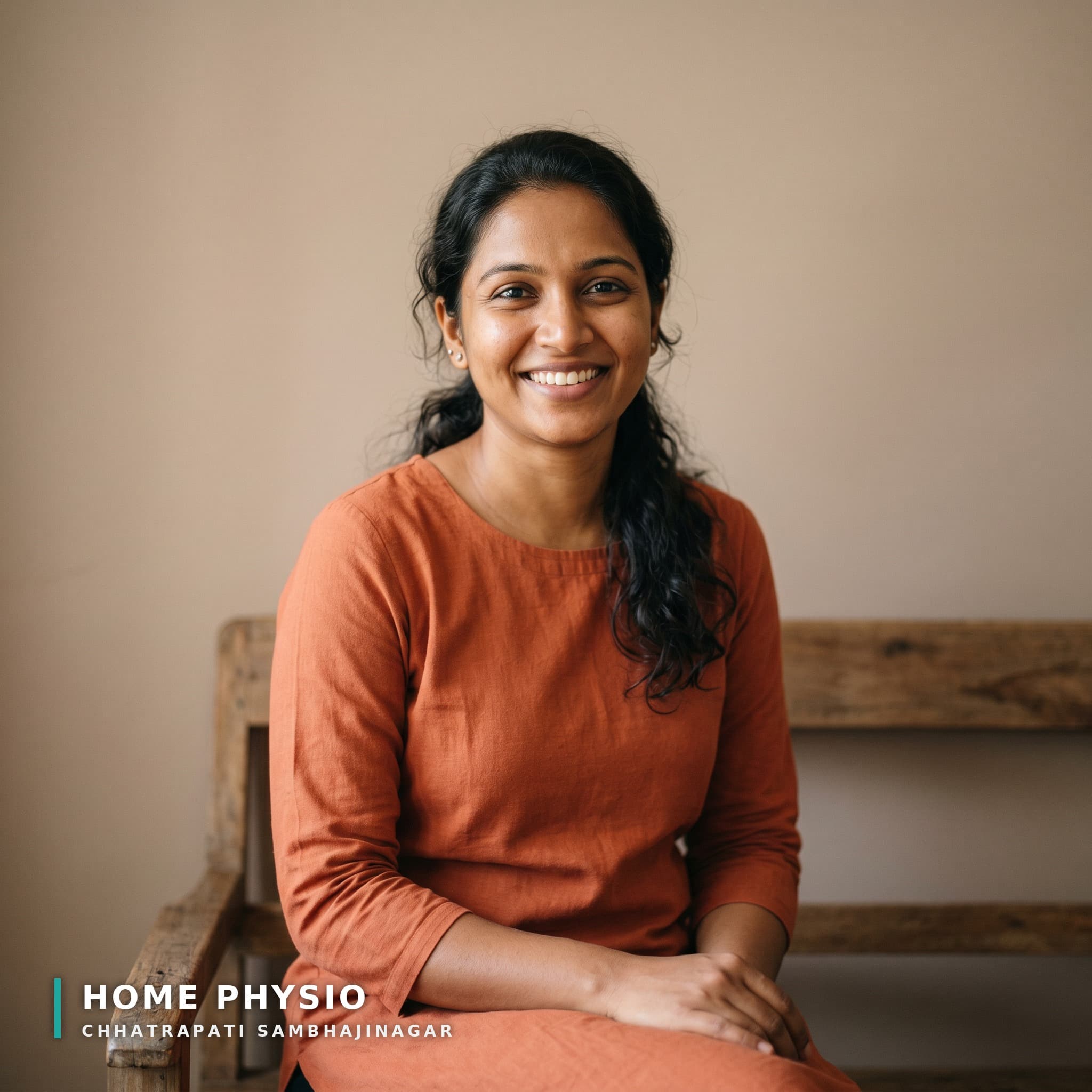 Young mother Priya Joshi smiling after post-natal physiotherapy
