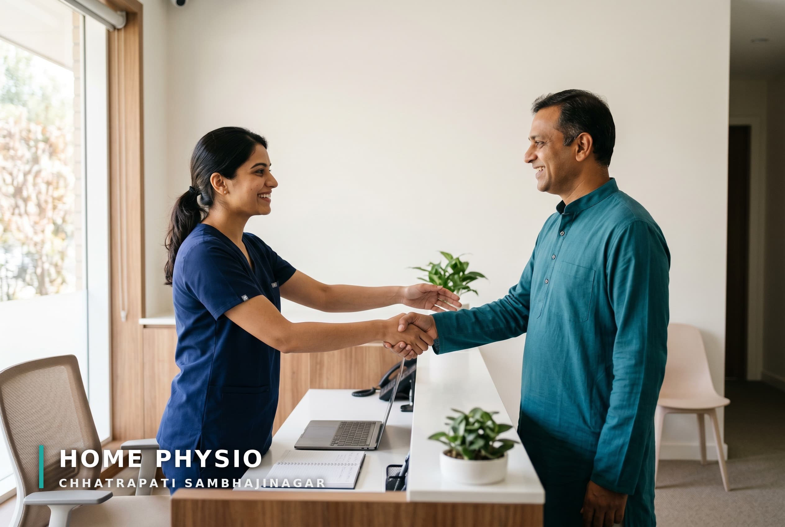 Welcoming reception area at HomePhysio